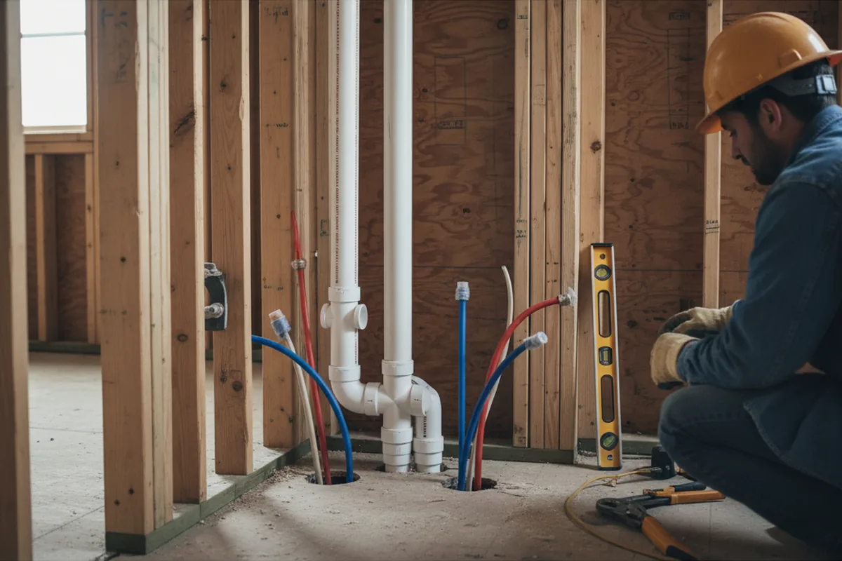 Drain and supply rough-in during Garbage Disposal Repair in Griffithsville